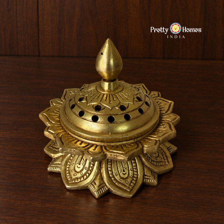 Brass Lotus Design Dhoop Dhani / Incense Burner