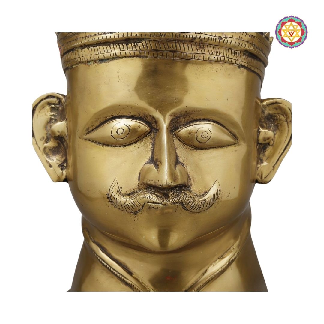 Brass Shiva Head Mukhalingam with Crown – Butter Gold Finish – 14”