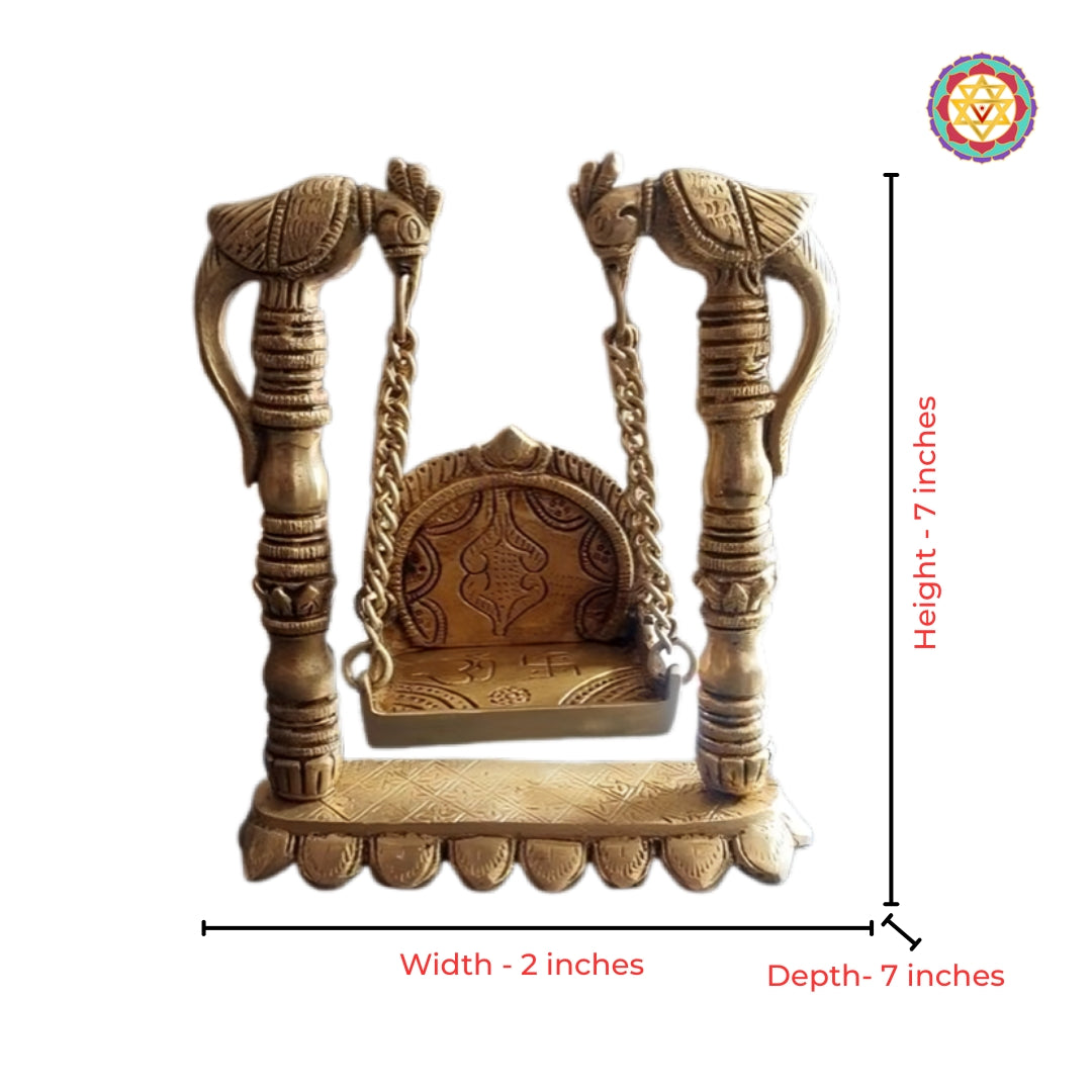 Handcrafted brass jhula swing with parrot motifs