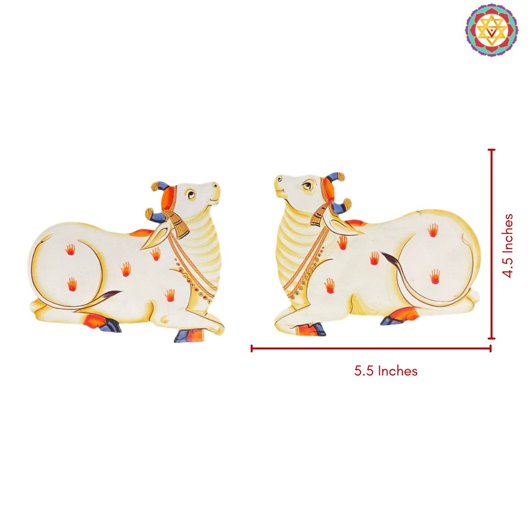 pichwai cow mdf cutouts pair displayed together for ethnic decor