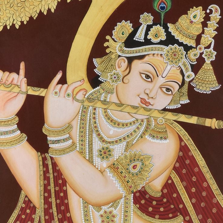 Pichwai - Krishna playing flute under Kalpavriksh