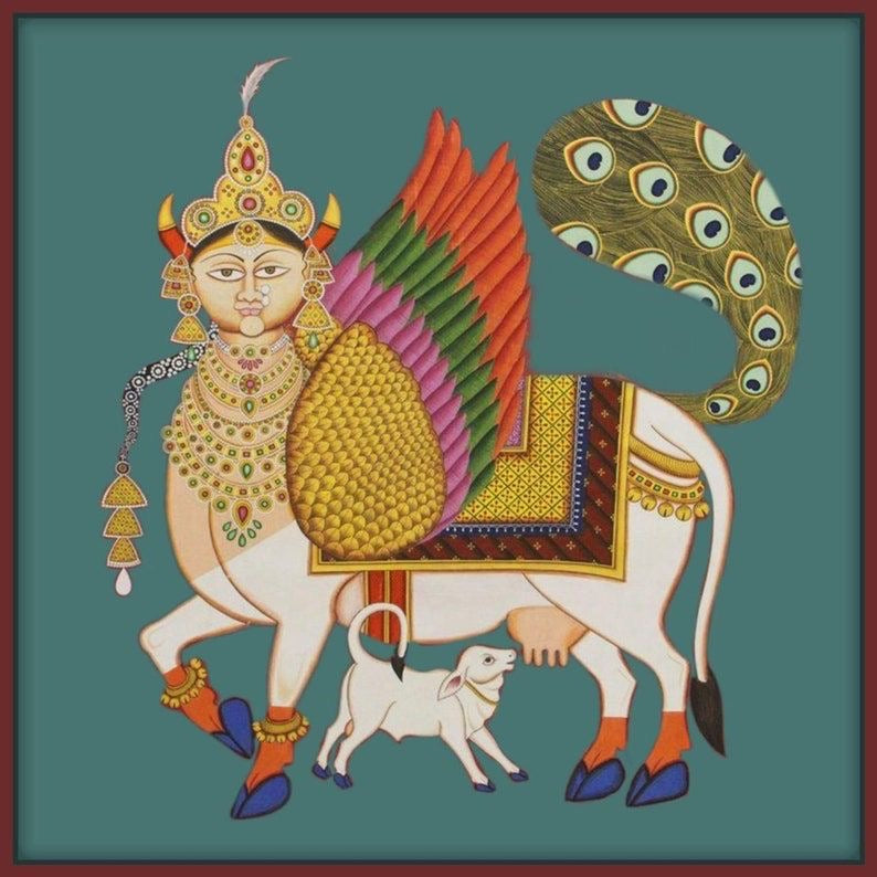 Richly adorned Pichwai art showcasing Krishna’s divine leelas with traditional iconography and colors