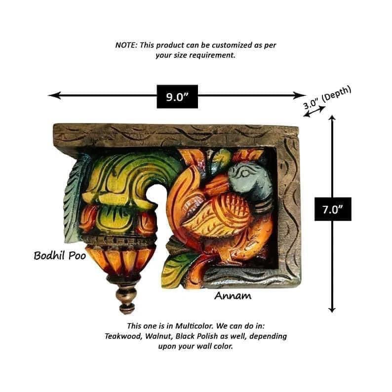 Woodcarved Bodhil Brackets with Swans/ annam carvings (Single)