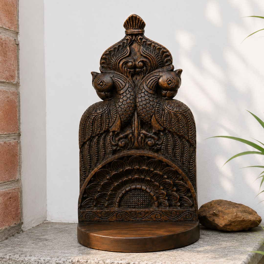 Handcarved Twin Annam Design Wall Shelf