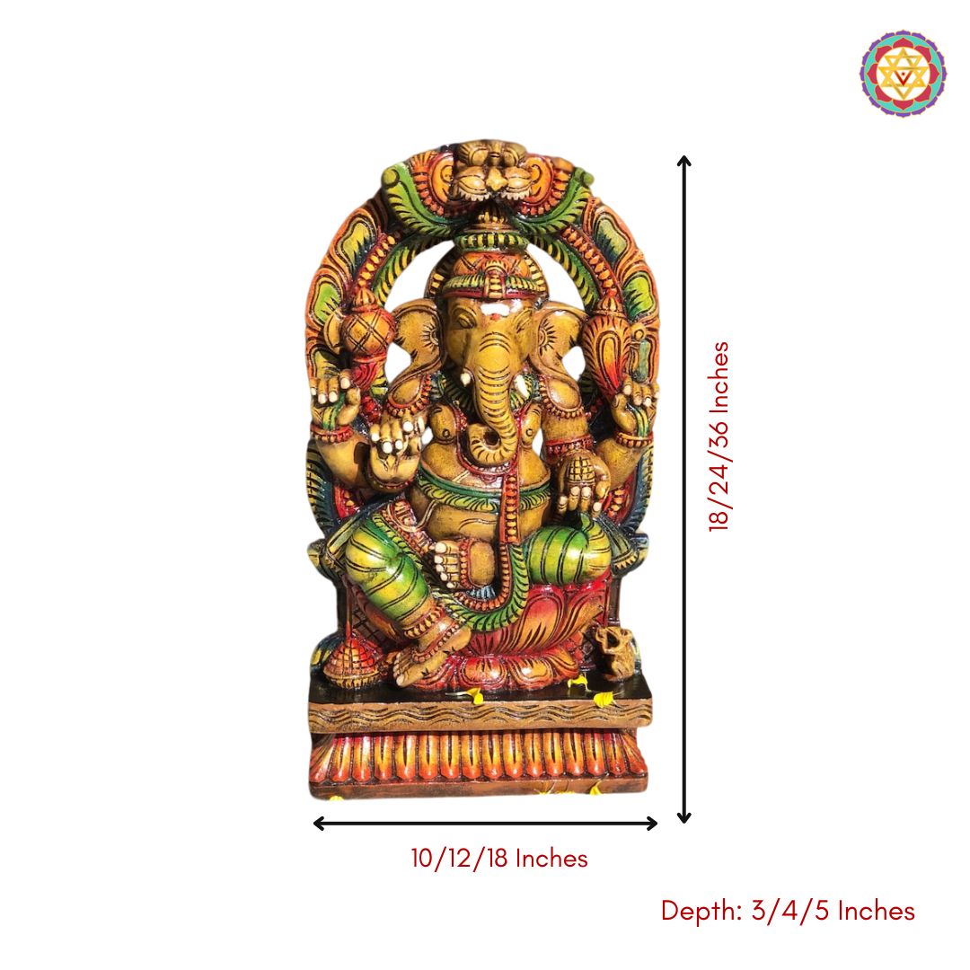 Angled view of Ganesha wooden sculpture base and carving texture — artisan temple art for spiritual interiors