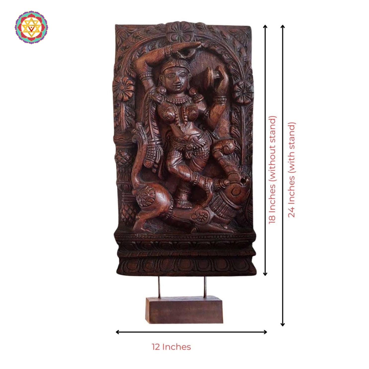 Side view of Apsara wooden figurine — fine craftsmanship and smooth contours, versatile tabletop or wall decor