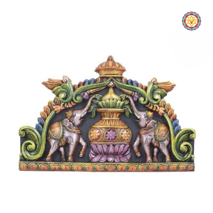 Multicolour version of Mangal Kalash panel with elephants
