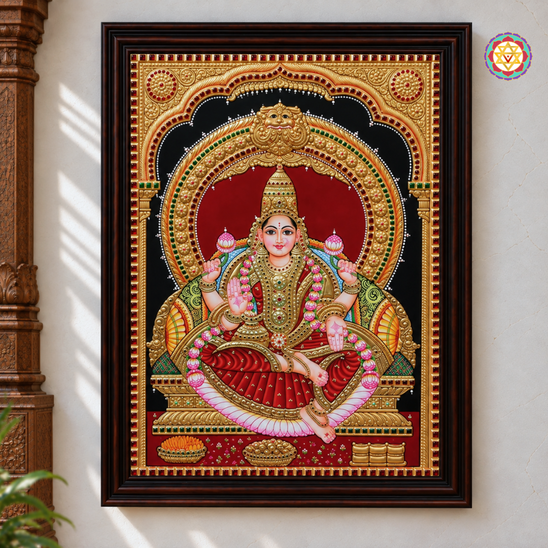 Chaturbhuja Dhanalakshmi Tanjore Painting