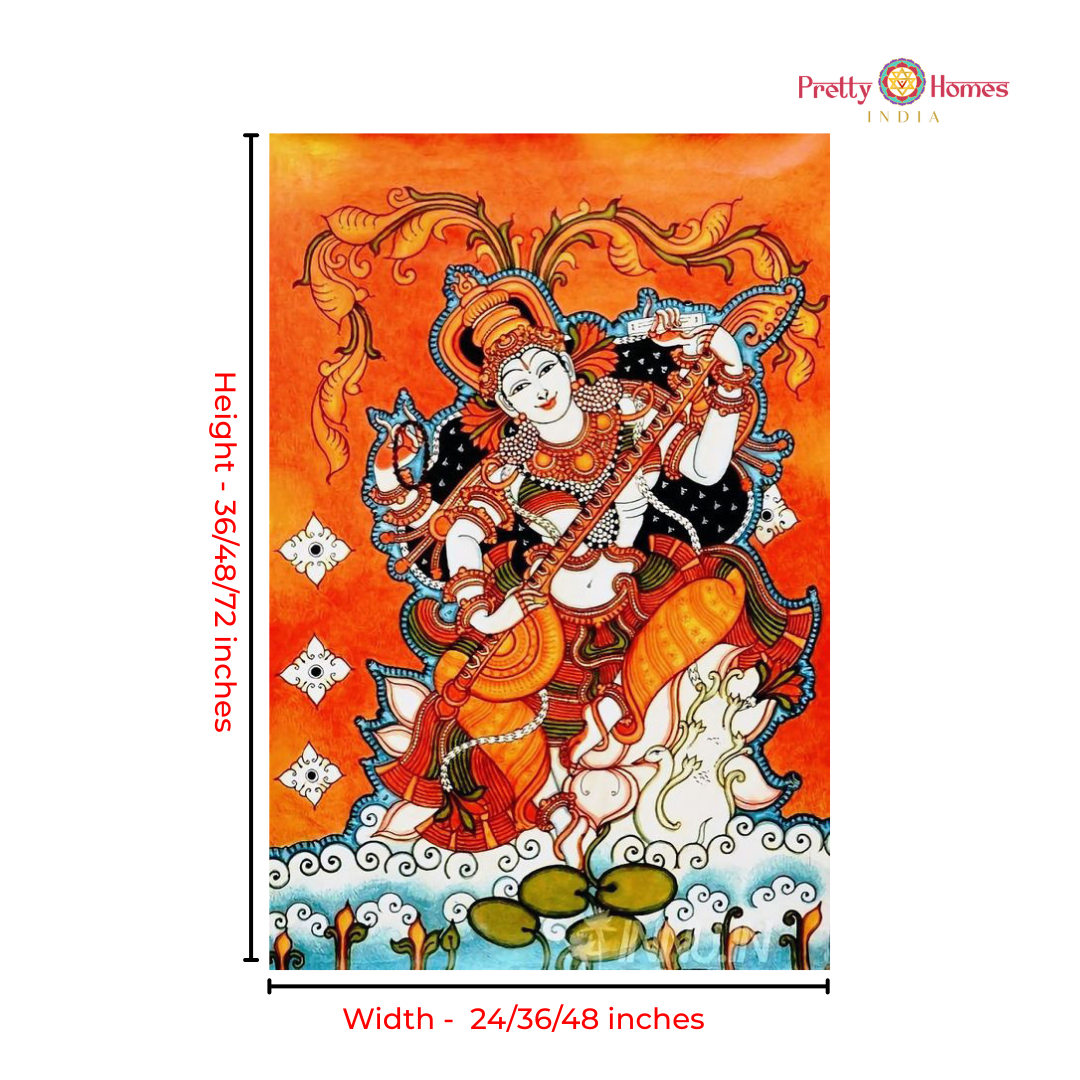 Kerala Mural Handpainting – Goddess Saraswati