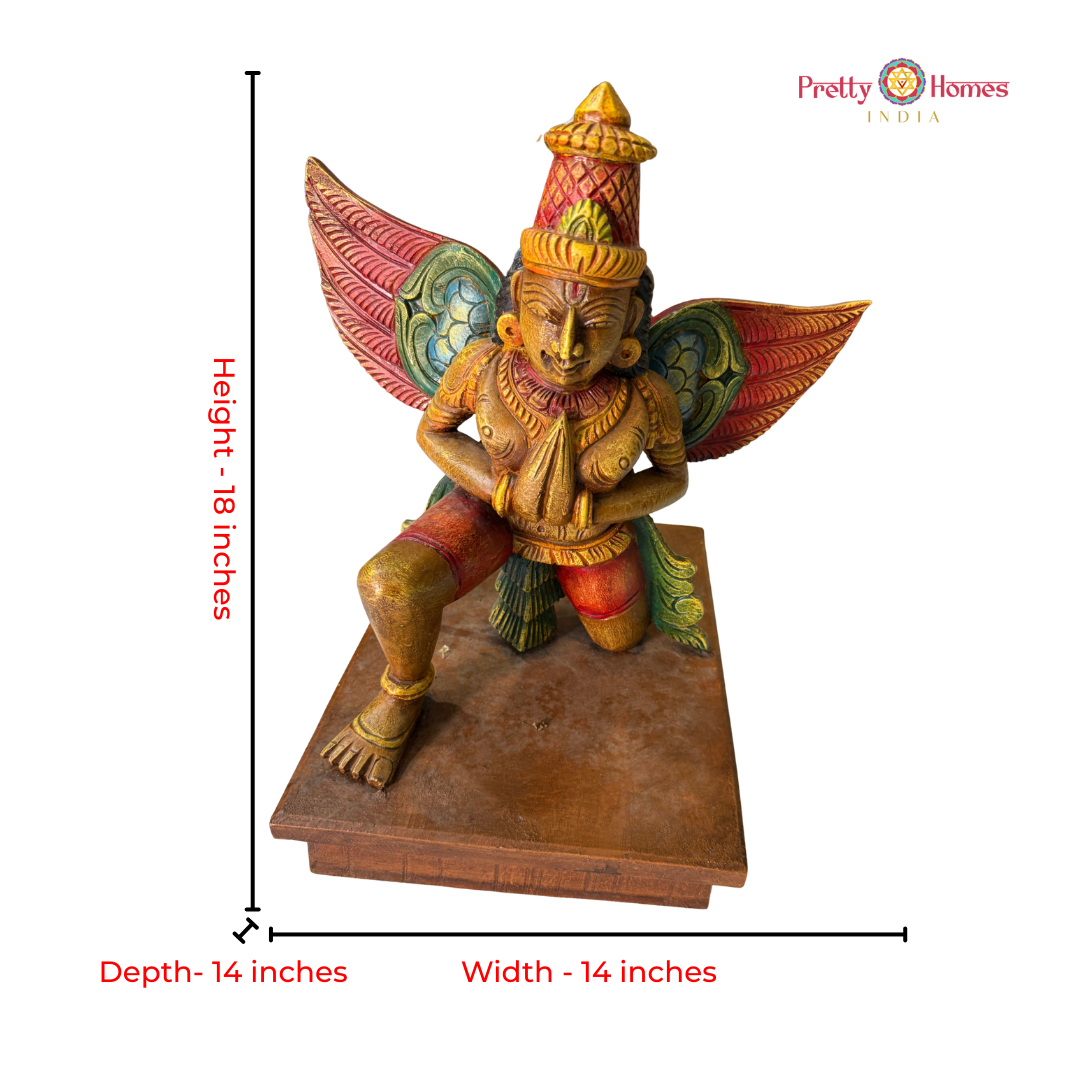 Hand-Carved Garuda Statue with Stand