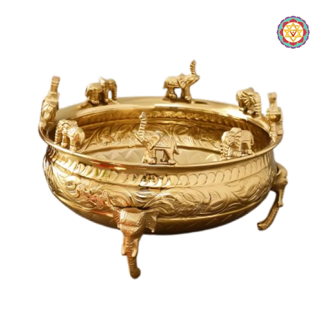 Traditional brass uruli for festive décor