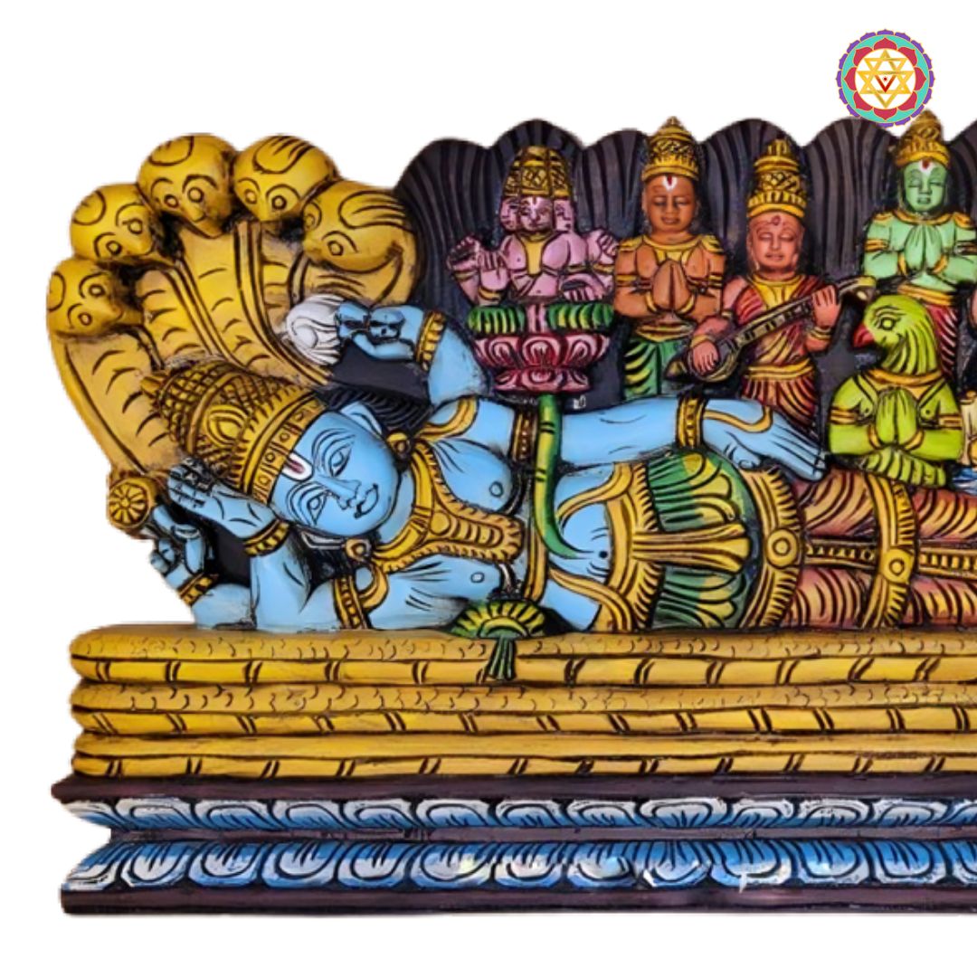ananta shayanam vishnu wooden wall decor india