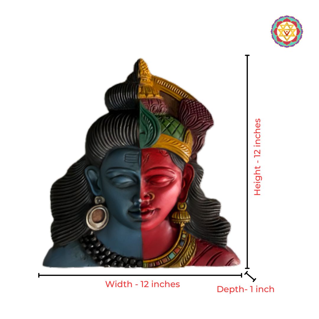 mahogany wood ardhanarishvara god murti mask
