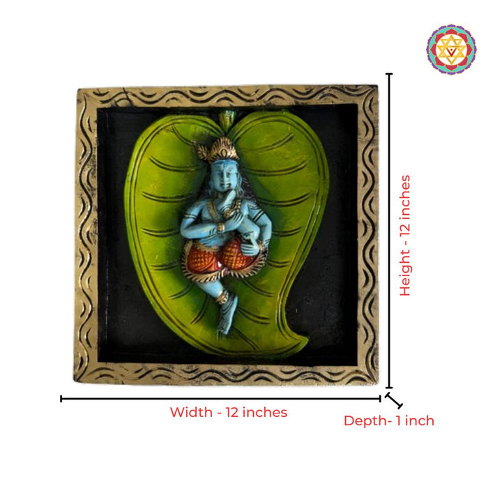 wooden baby krishna god idol wall decor