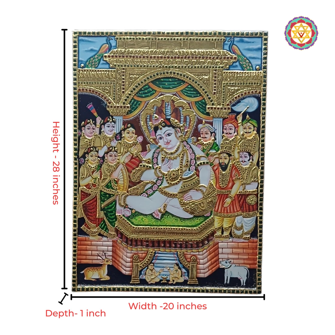 Butter Krishna Tanjore painting for pooja room wall decor