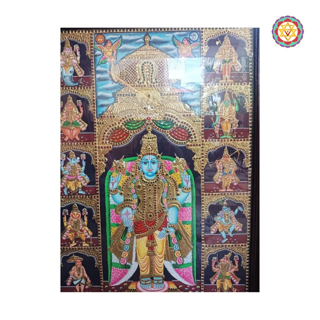 venkateswara temple style gold foil painting