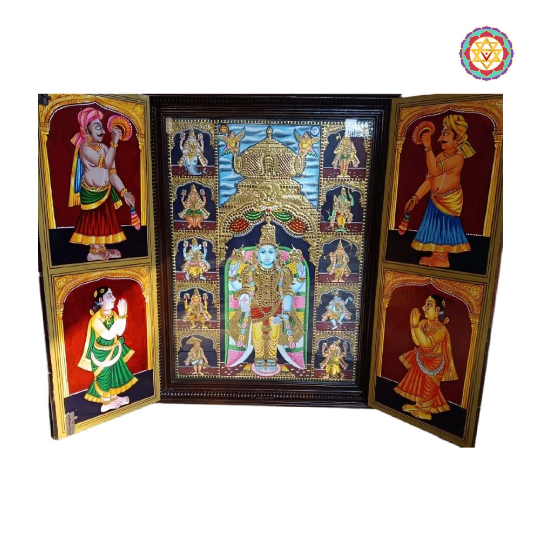 venkateswara god murti with ashtalakshmi gold artwork