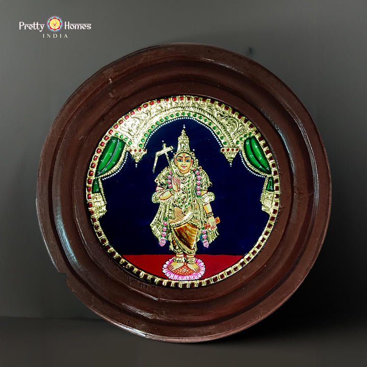 Round Hand-Painted Tanjore Art Lord Vishnu Dasavatar Teakwood Frame