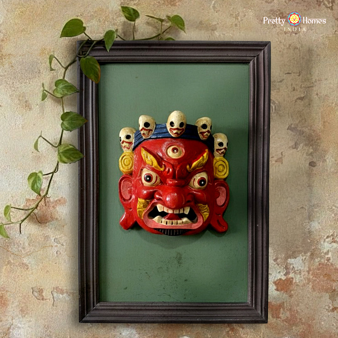 bhairava wall décor sacred framed mask