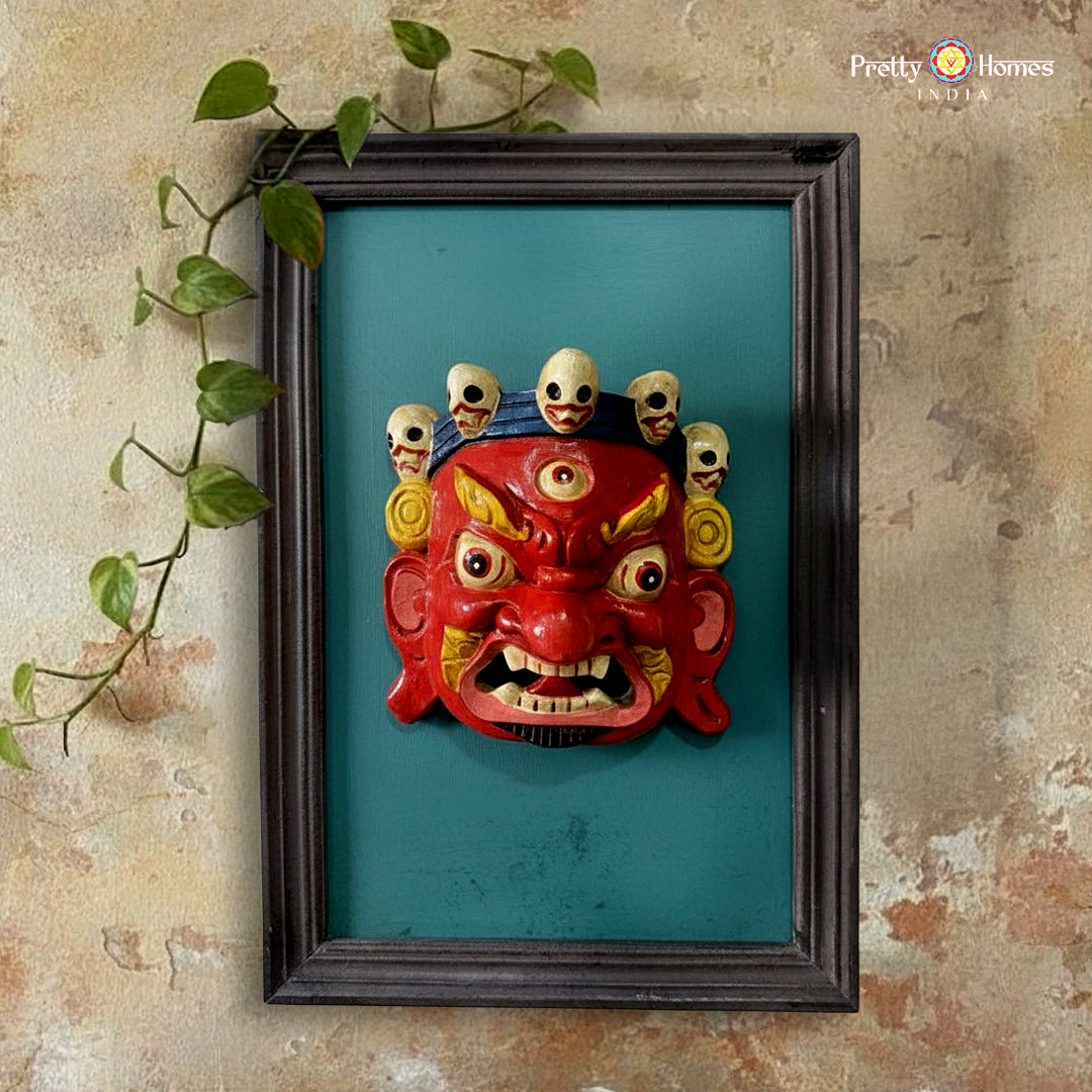 bhairava wall décor sacred framed mask