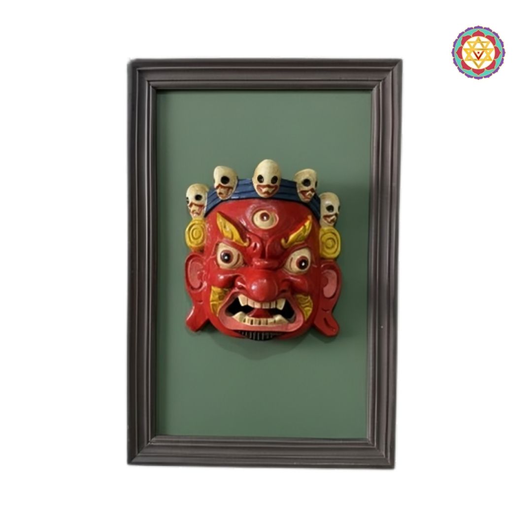 bhairava wooden wall mask handcrafted sacred décor