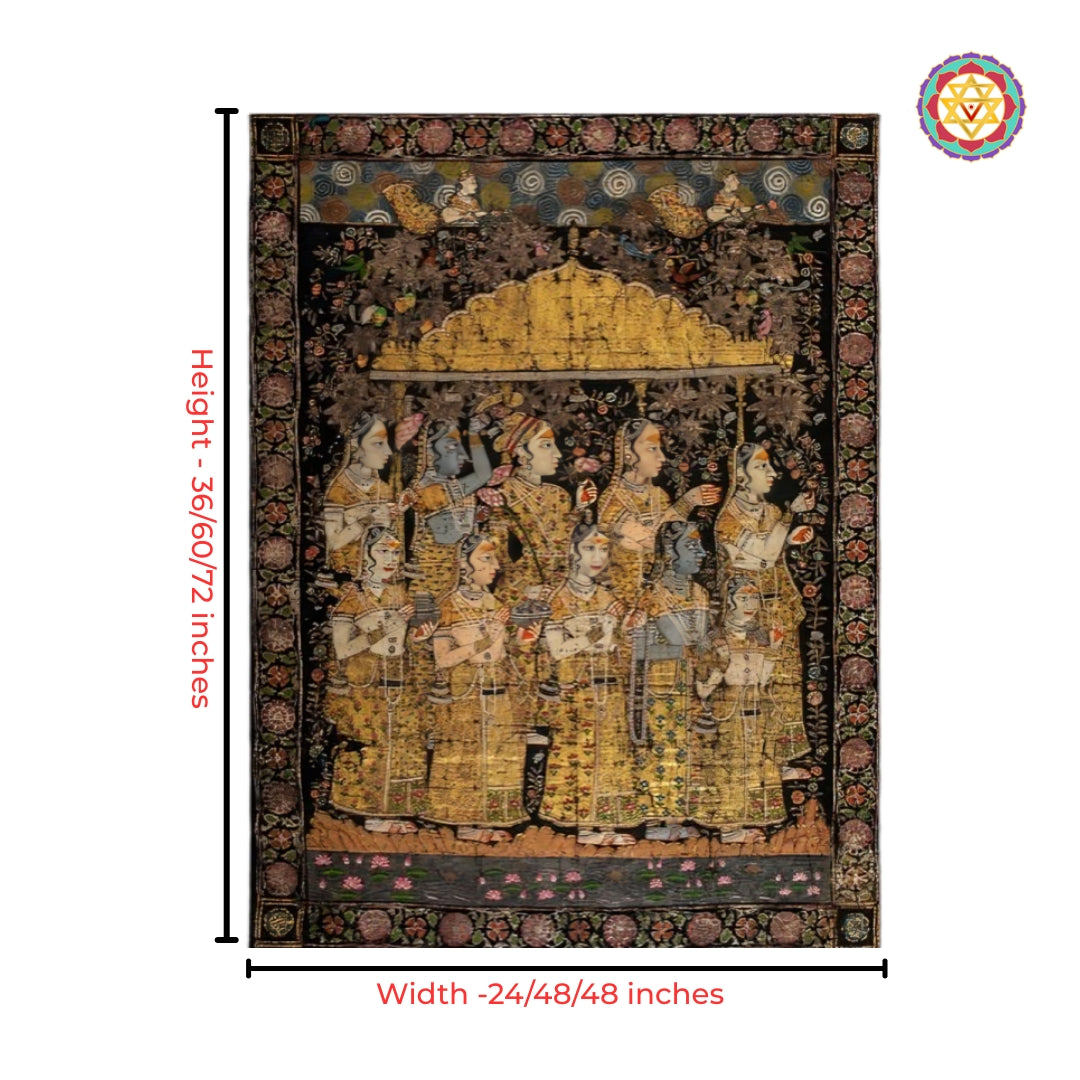 Traditional Nathdwara black Krishna Pichwai painting