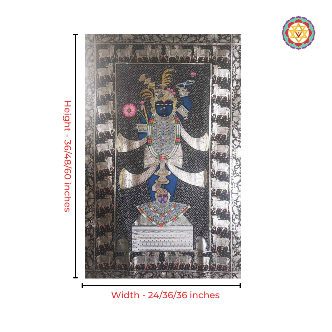 Handpainted Shrinathji with black and silver detailing