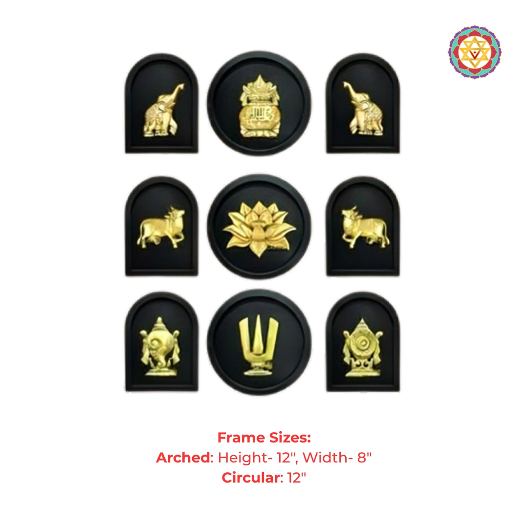 Handcrafted brass wall frame décor set of 9