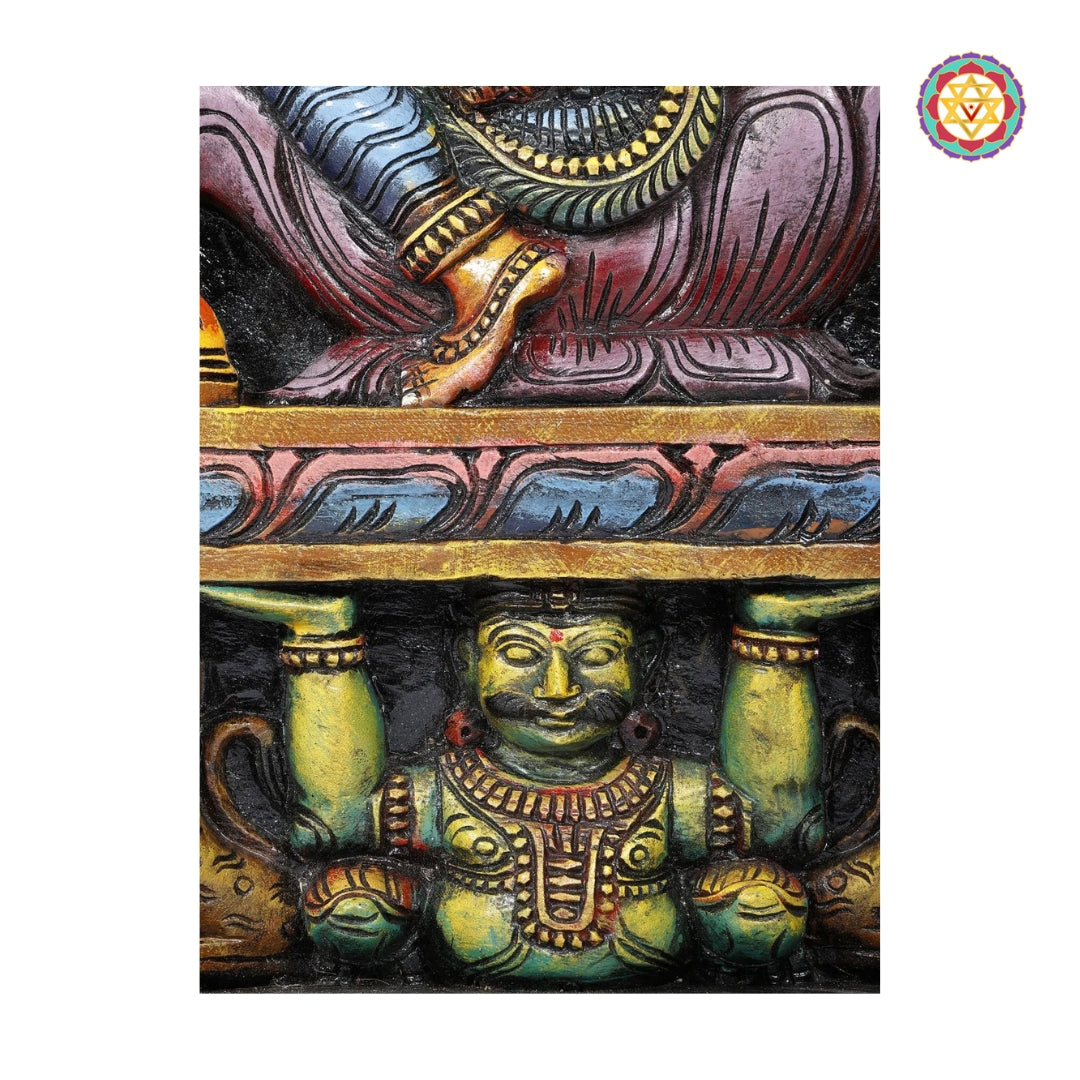 Traditional temple-style craftsmanship of Ganesha wooden statement wall art