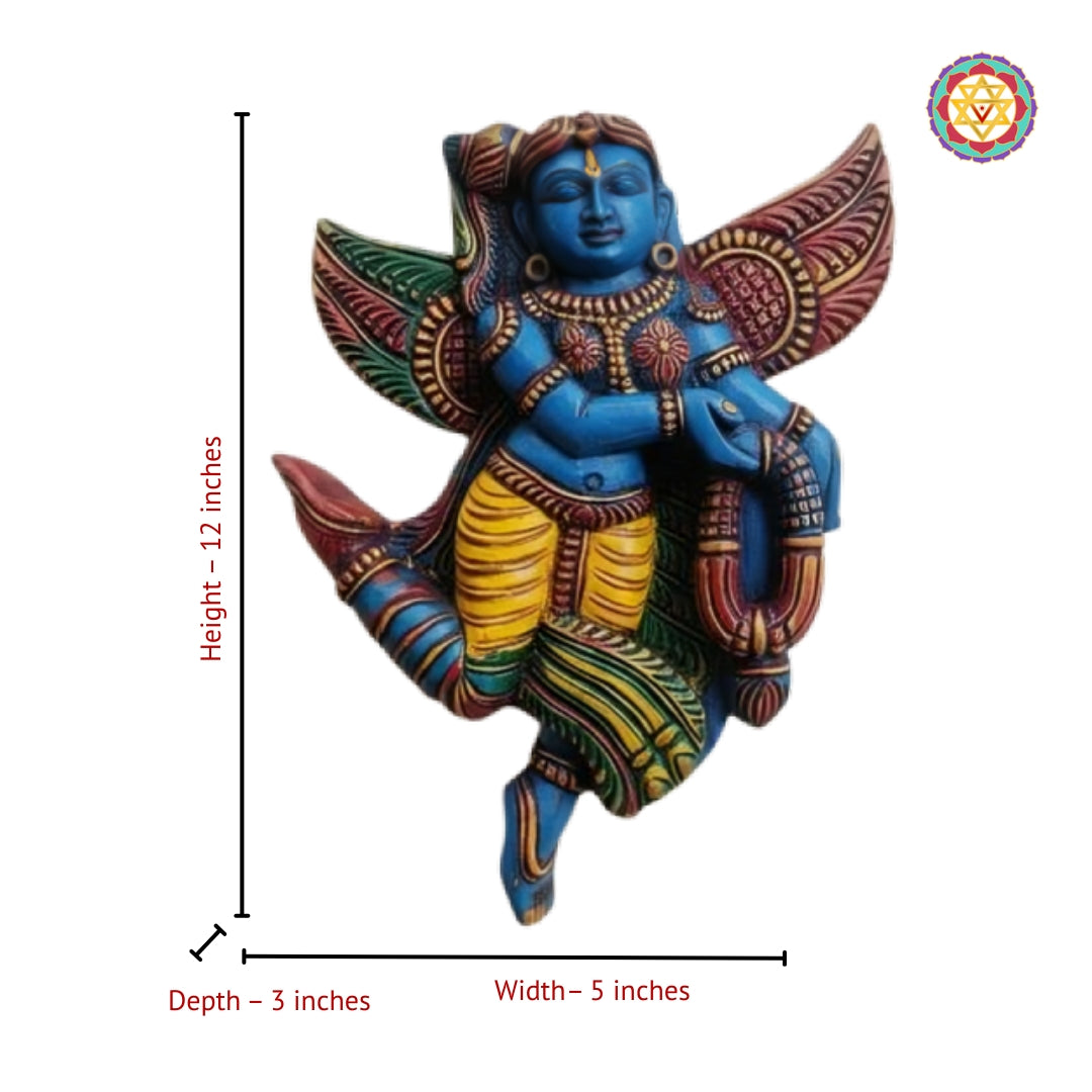 Wall mountable celestial Gandharva angel pair handcrafted wooden decor for traditional homes