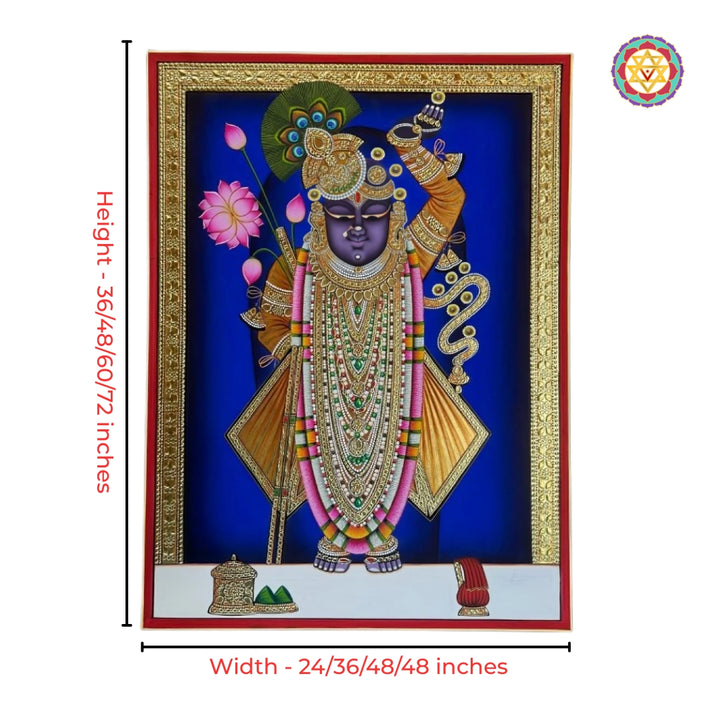 Handpainted Nathdwara Pichwai in embossed detailing