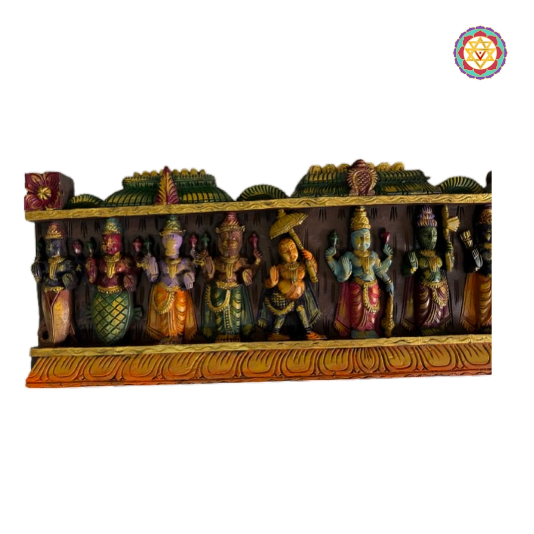 dashavatara wood carving wall decor panel