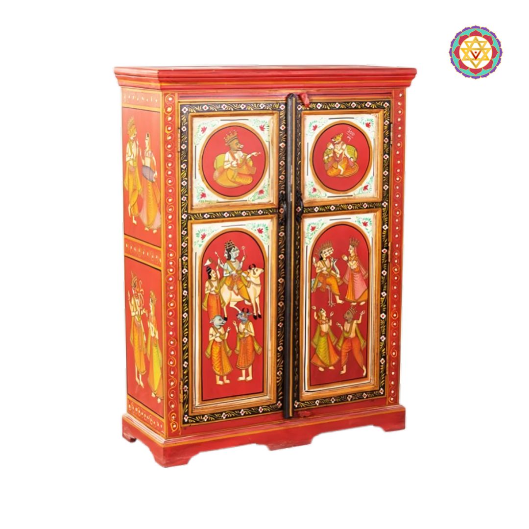 decorative wooden cabinet handcarved handpainted