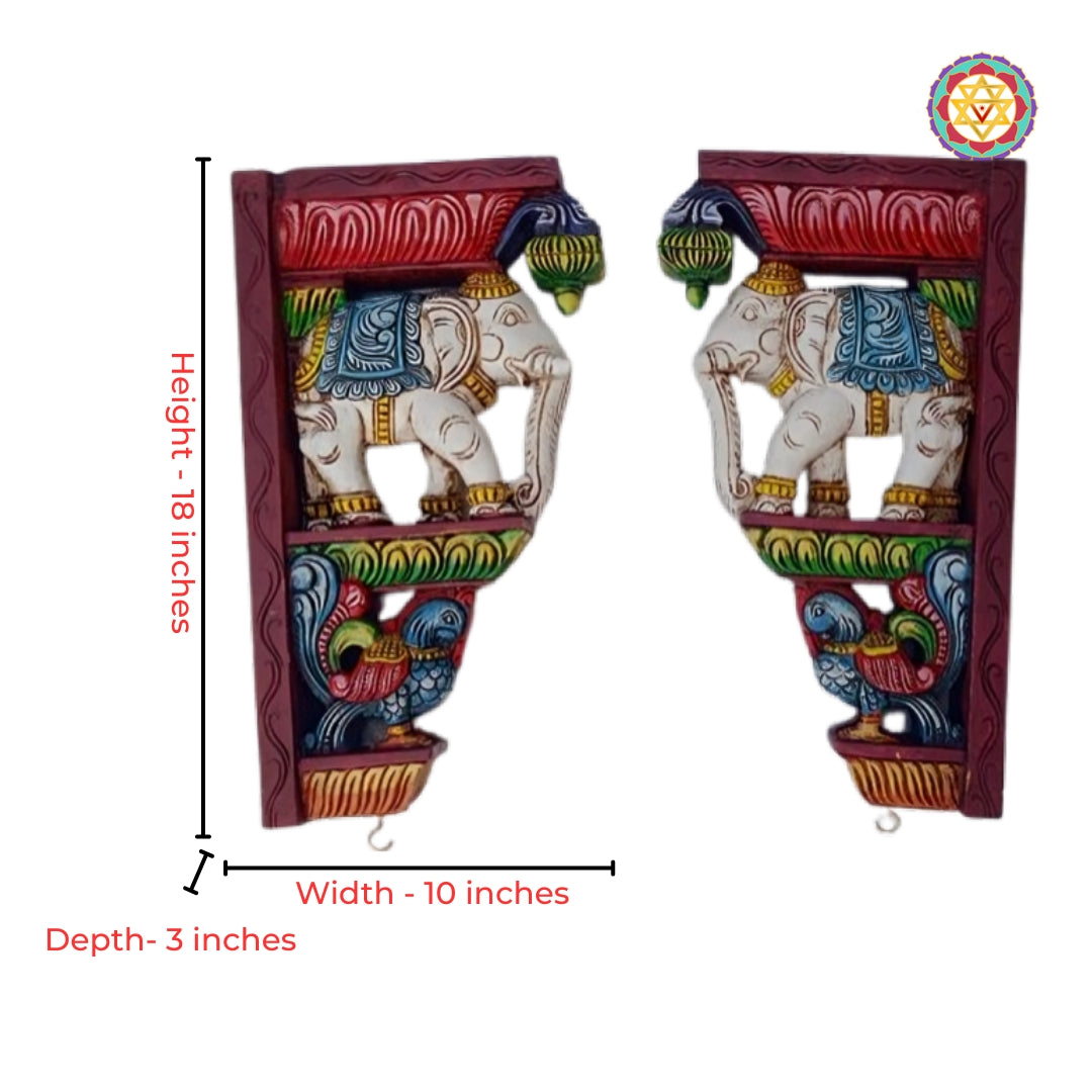 traditional elephant wooden wall bracket multicolour