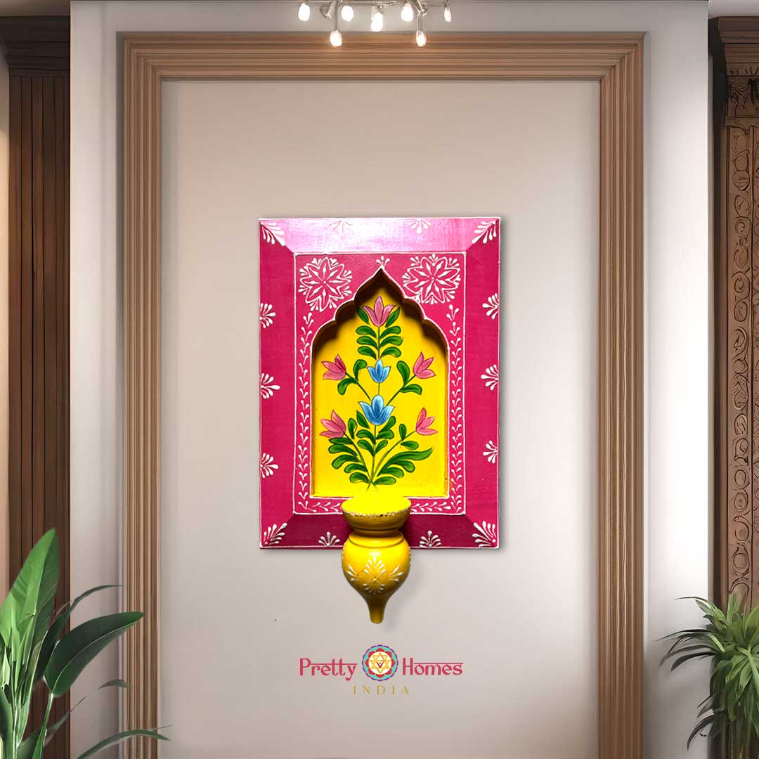 wooden handpainted wall frame with antique style stand