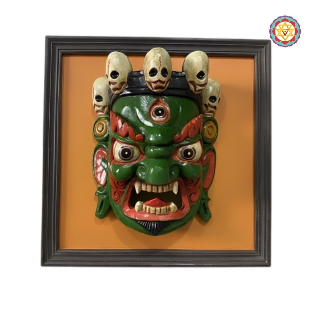 framed bhairava wall hanging large sacred wood art