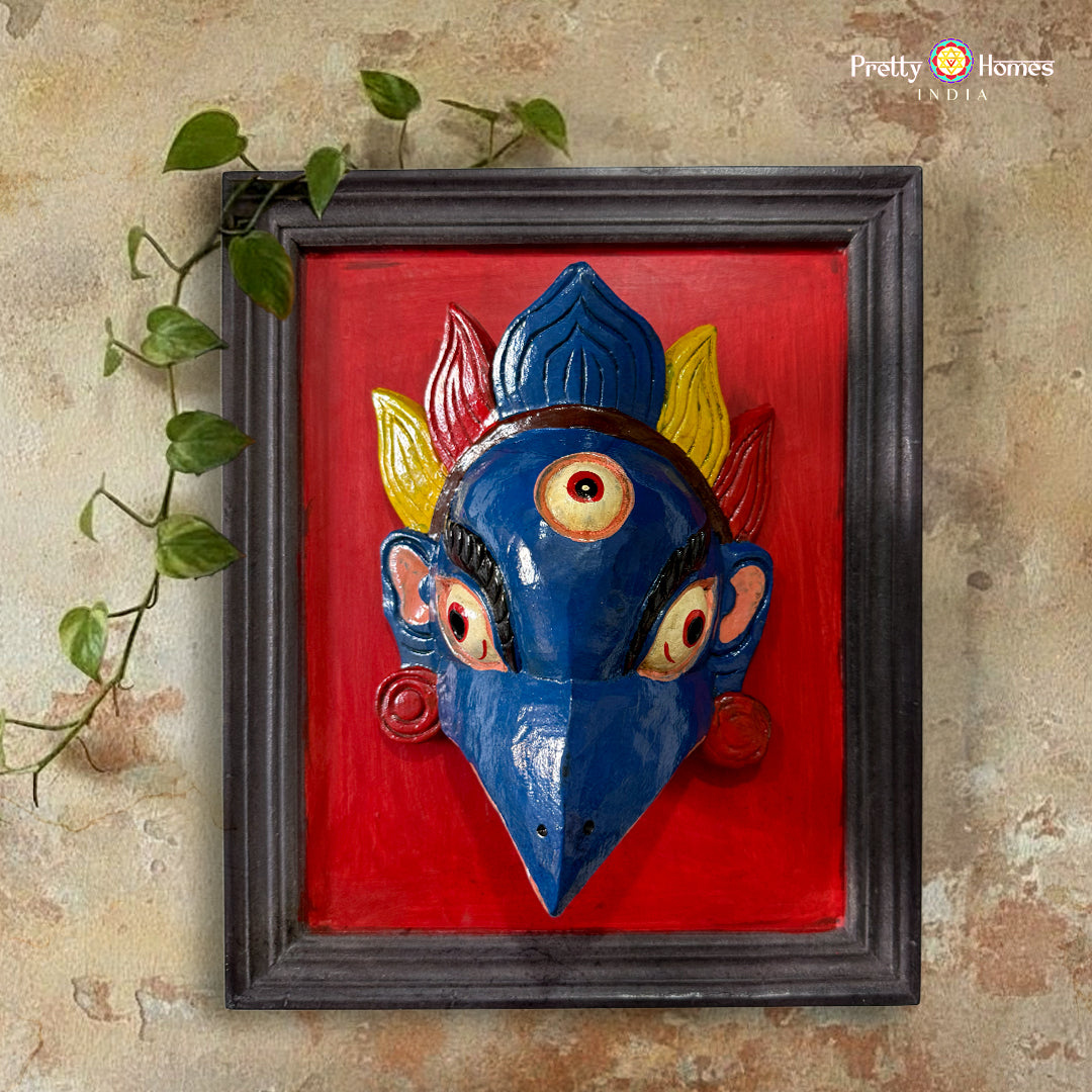 framed garuda wall mask wooden sacred décor