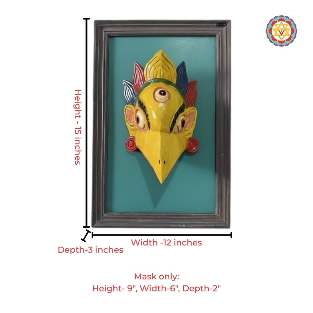 framed garuda wooden mask traditional indian décor