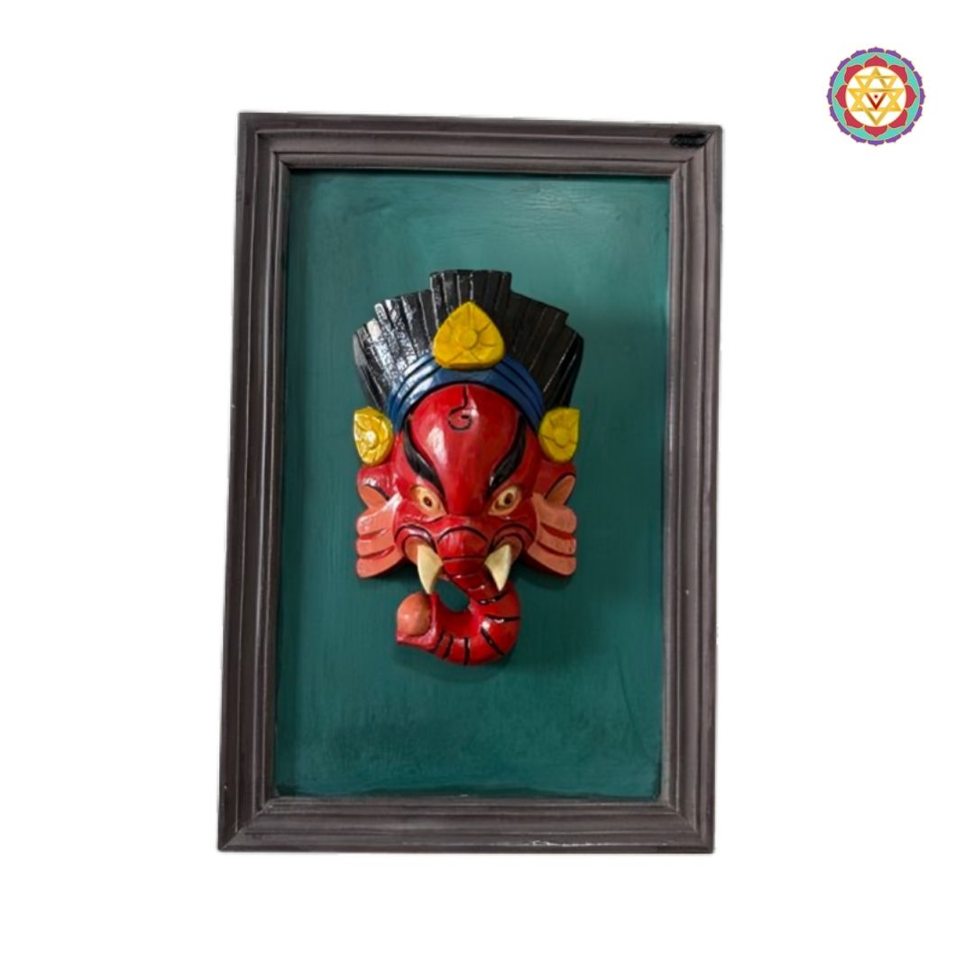 ganesha wall décor framed sacred wooden art
