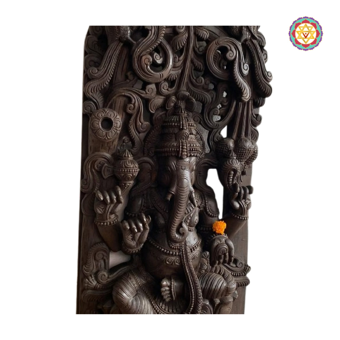 Wooden ganesha statue handcrafted pooja room decor