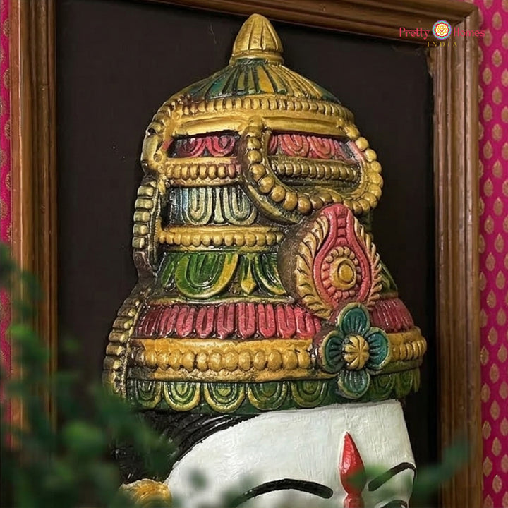 goddess lakshmi face wall decor with silk fabric background