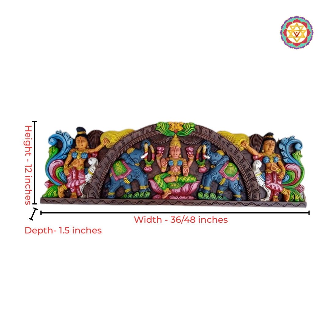 goddess lakshmi wood wall art carving panel
