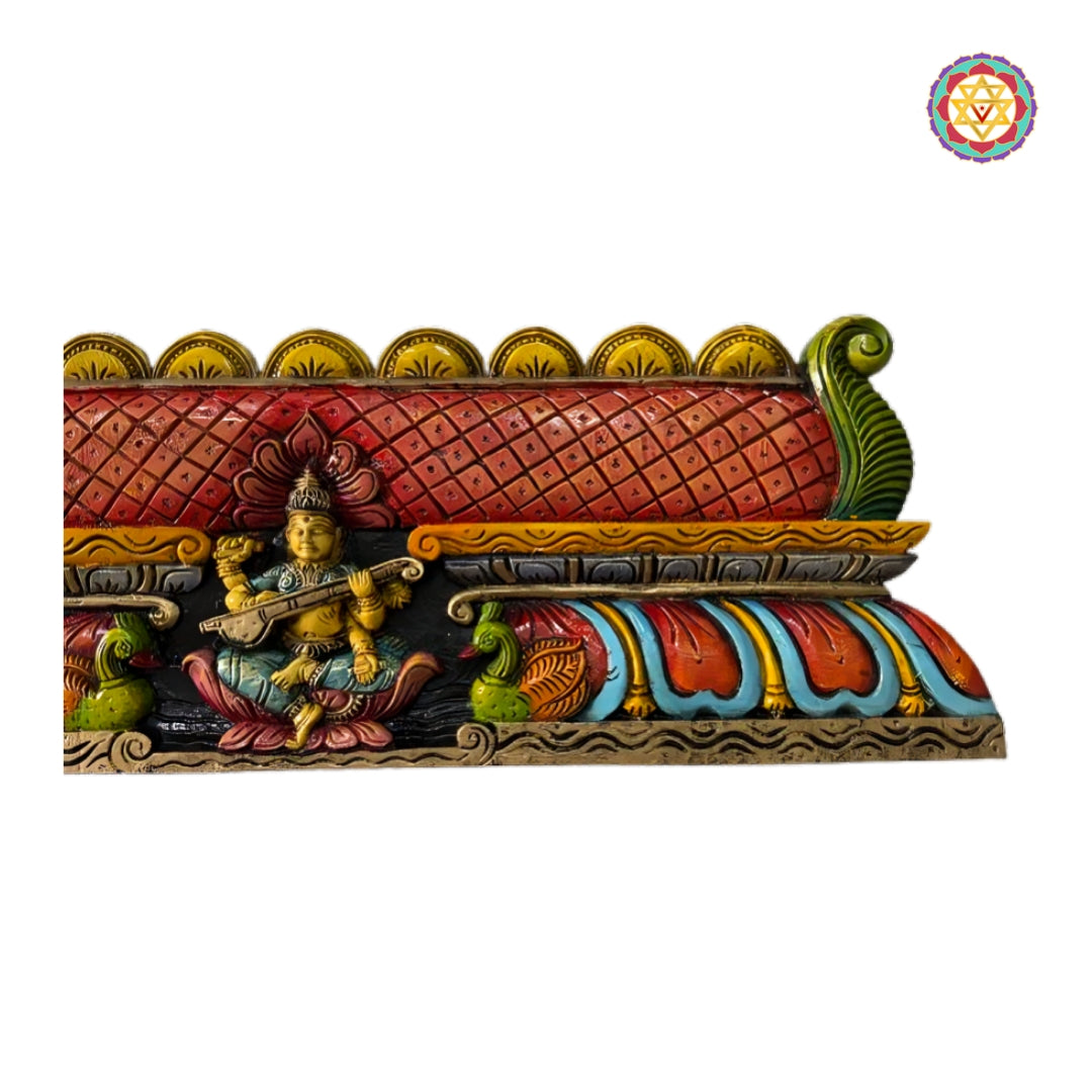 goddess saraswati wood carving wall art panel