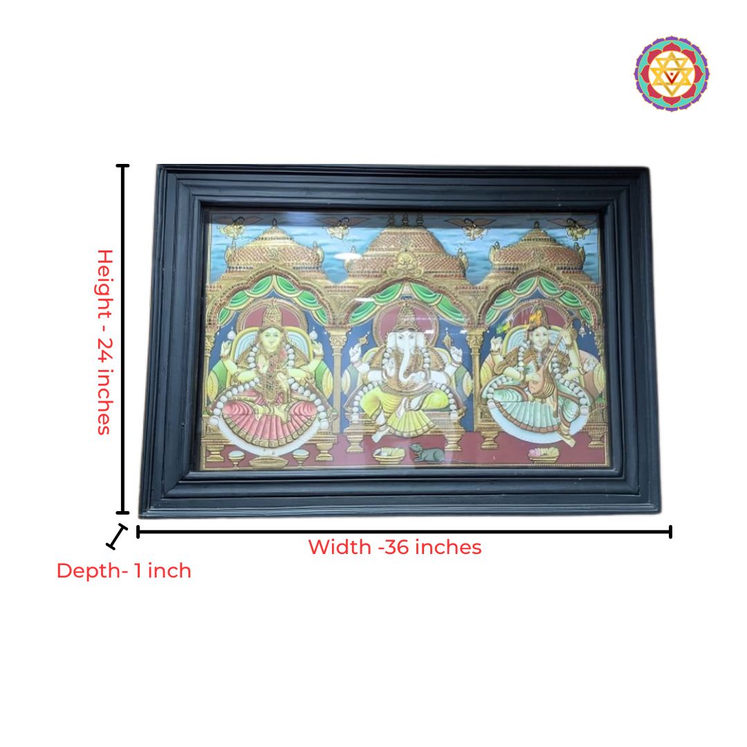 south indian god idol trio gold painting