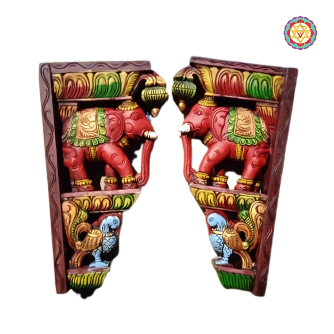 hand carved elephant wall corbel teak wood decor