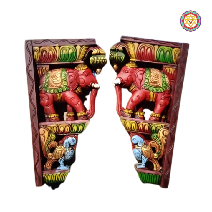 hand carved elephant wall corbel teak wood decor