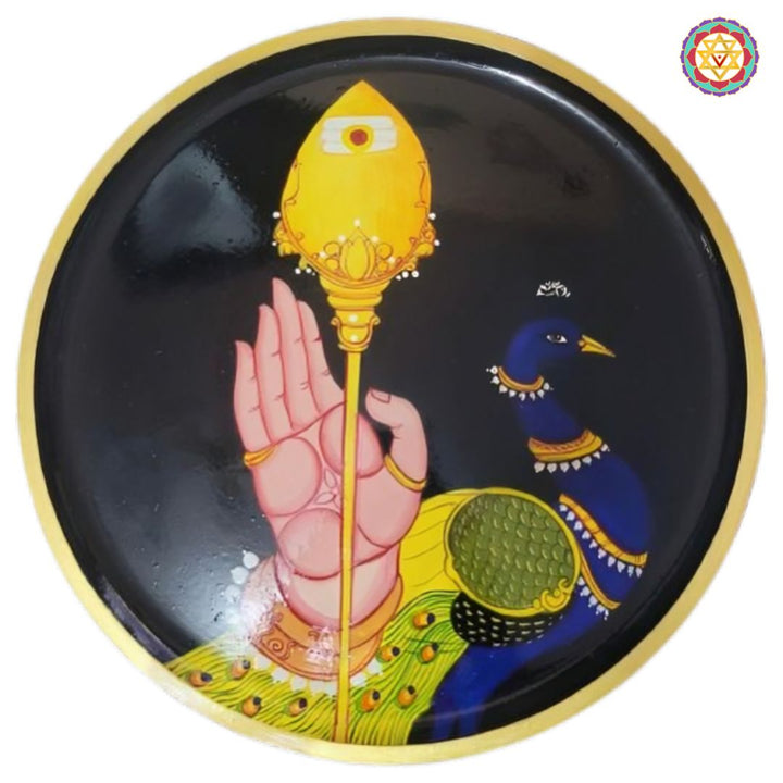 hand painted wooden wall decor murugan vel peacock