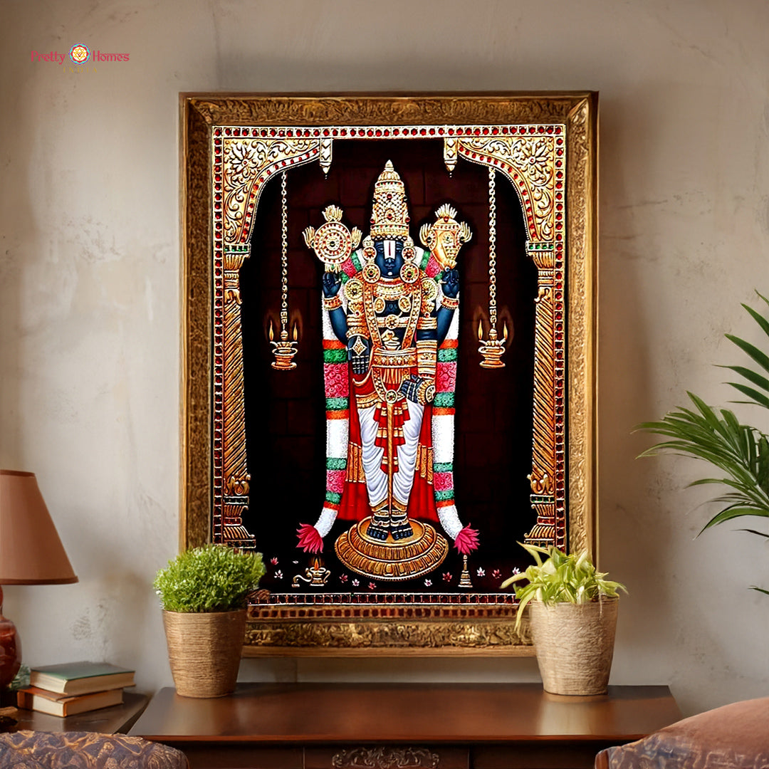 Hand painted paintings of Lord Tirupati Balaji in traditional Tanjore style