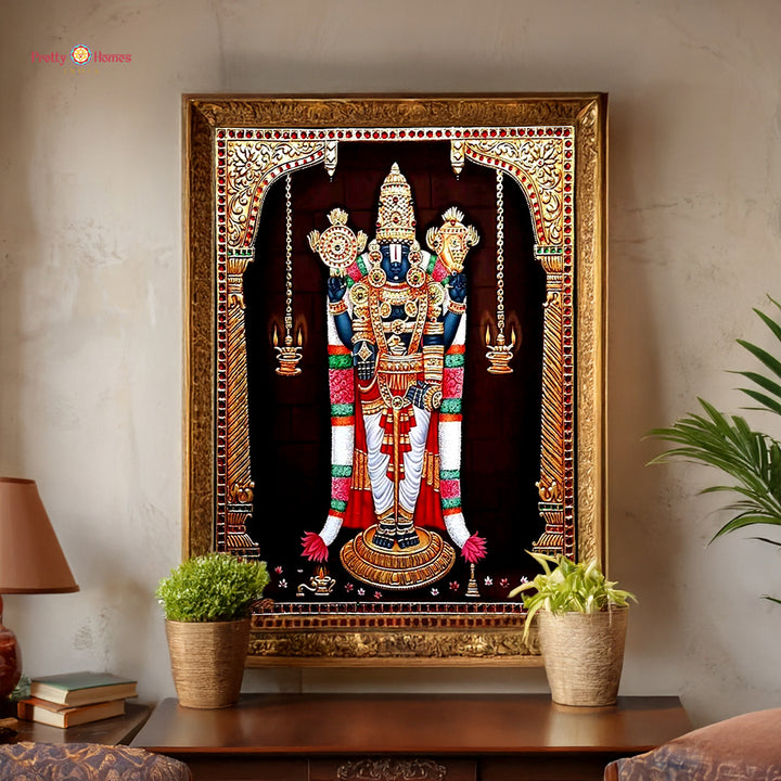 Hand painted paintings of Lord Tirupati Balaji in traditional Tanjore style
