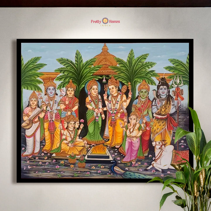 Hand painted paintings of Srinivasa Kalyanam in Pichwai style.
